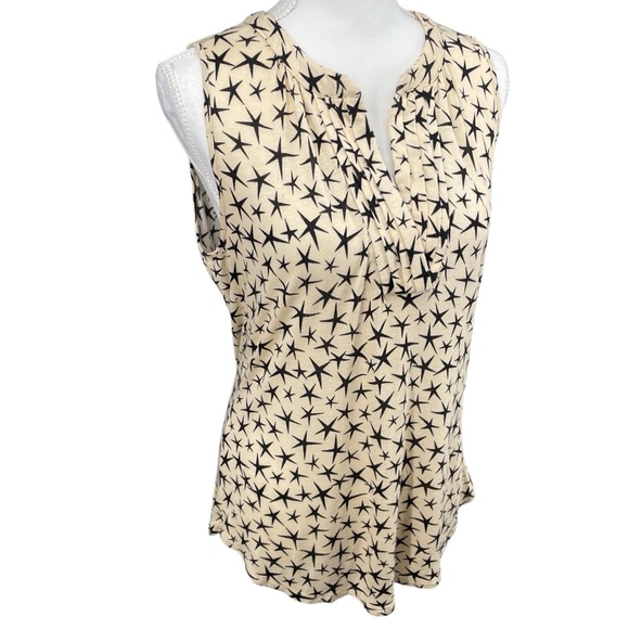 Pleione Star Patterned Sleeveless Knit Blouse Tank with Pleated Details Size M - Picture 2 of 10